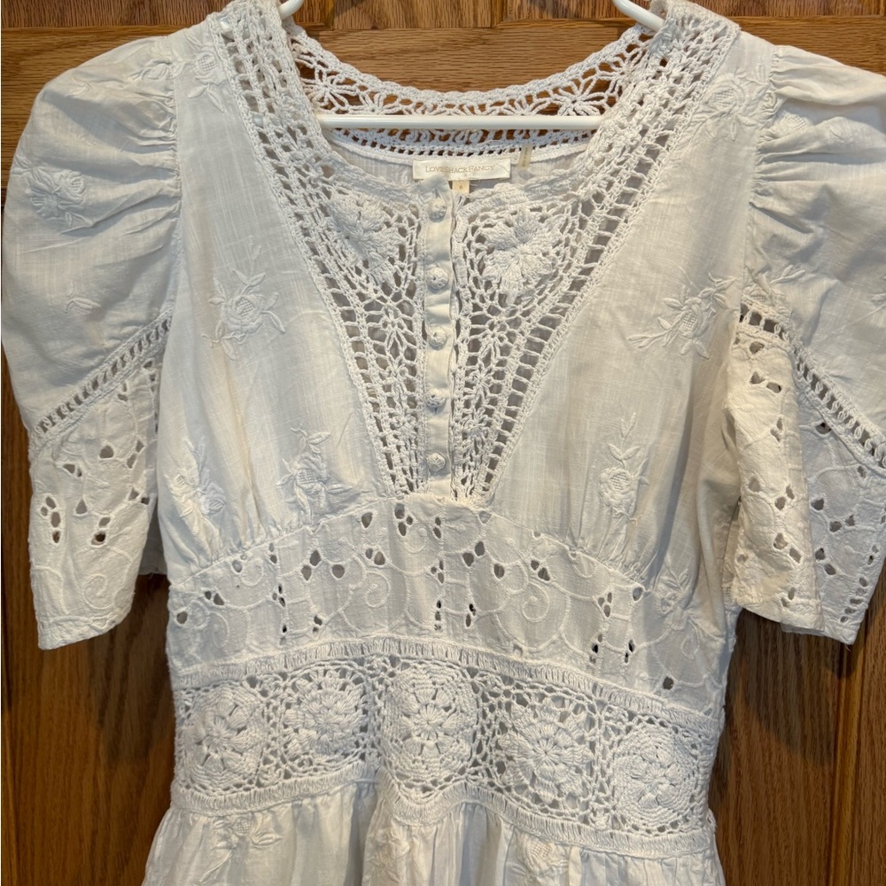 LoveShackFancy Ivory Lace Detail Top - Picture 2 of 3